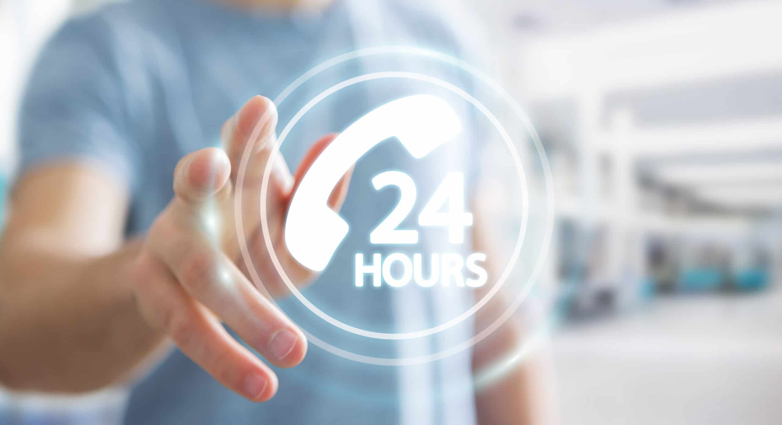Businessman using hotline customer assistance 3D rendering